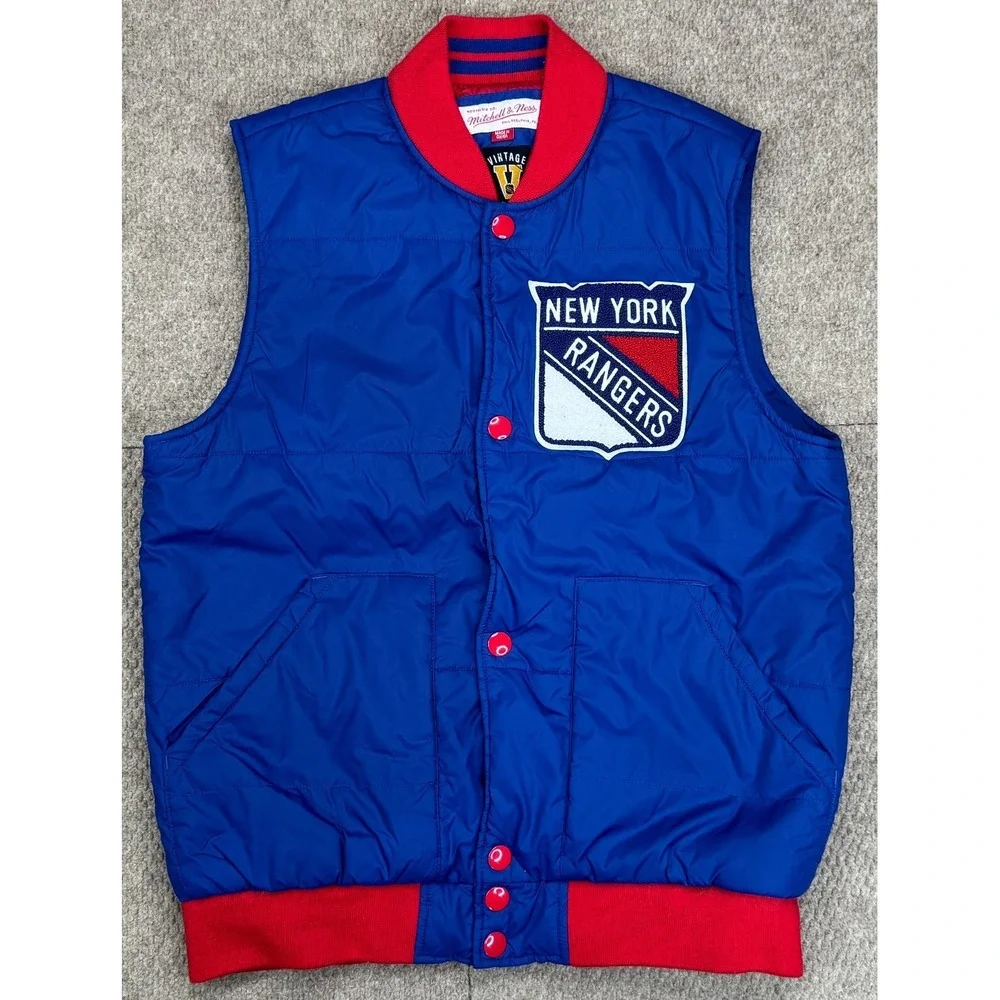 Mitchell & Ness NHL Vintage New York Rangers Hockey Puffer Vest Size Small